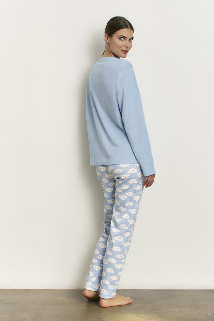 PIJAMA LARGO CON CAMISETA MANGA LARGA  ALGODÓN CON INTERIOR SUAVE DREAMS