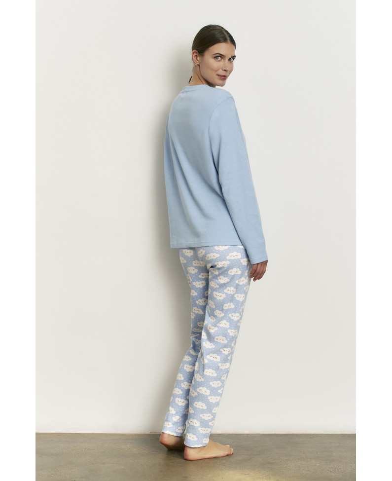 PIJAMA LARGO CON CAMISETA MANGA LARGA  ALGODÓN CON INTERIOR SUAVE DREAMS