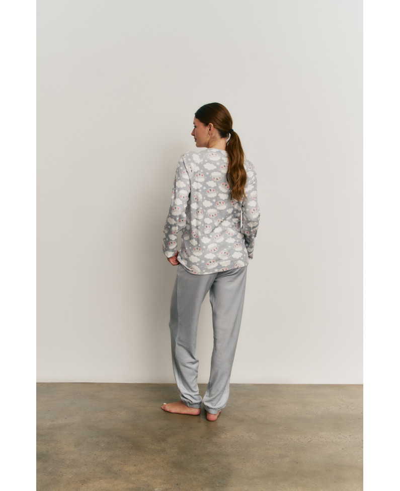 PIJAMA PANTALÓN LARGO PUÑO CON CAMISETA MANGA LARGA REALIZADO EN SUAVE TERCIOPELO ELÁSTICO SHEEP