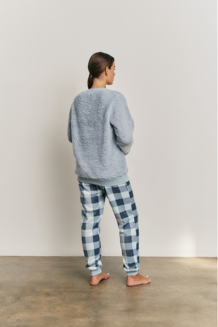 PIJAMA PANTALÓN TEJIDO PELUDO Y SUDADERA TEJIDO BORREGUITO GOOD MOOD