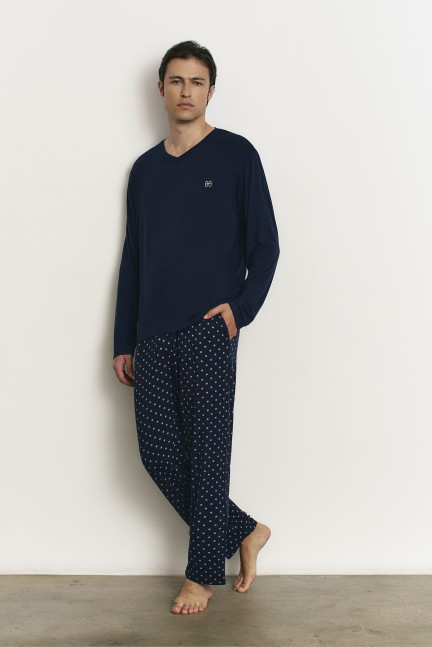 PIJAMA PANTALÓN LARGO CON CAMISETA MANGA LARGA TEJIDO VISCOSA