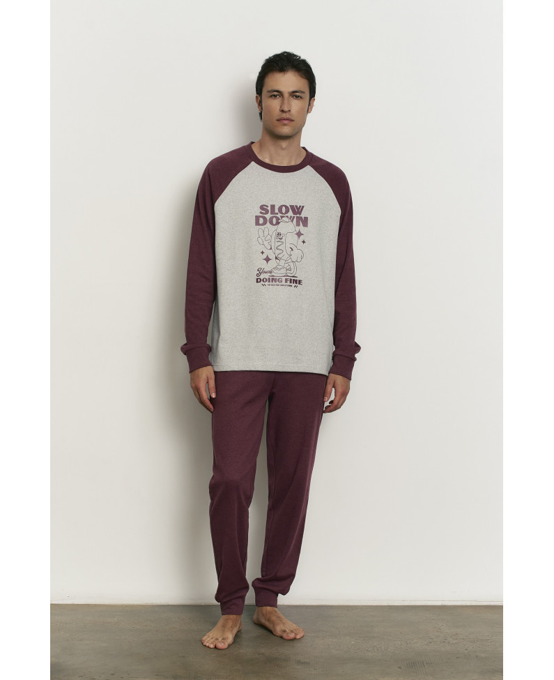 PIJAMA LARGO ALGODÓN CON ACABADO INTERIOR MUY SUAVE HOTDOG