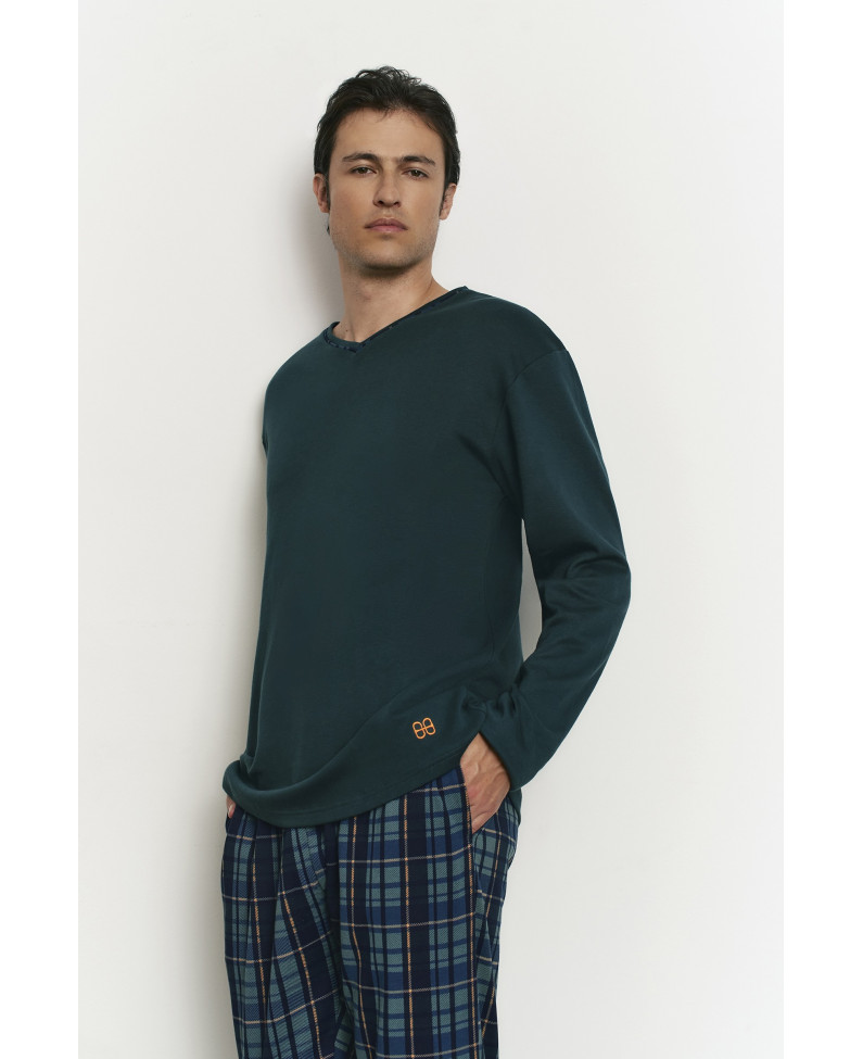 PIJAMA LARGO 100% ALGODÓN CON ACABADO INTERIOR MUY SUAVE CUADROS
