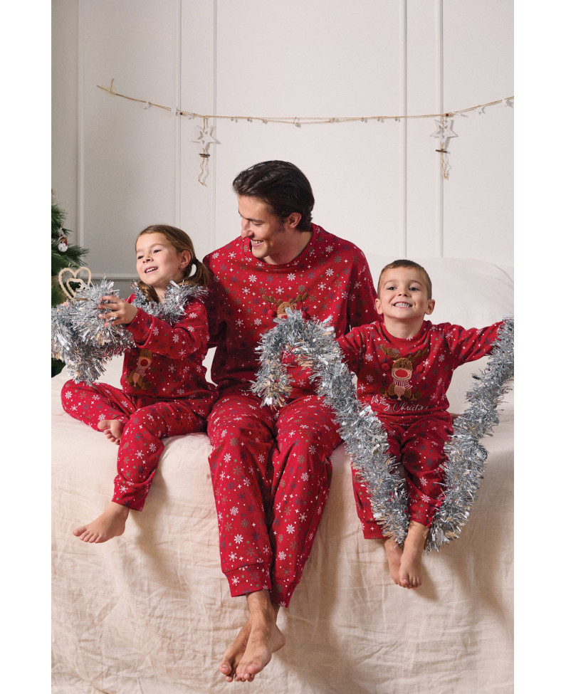 PIJAMA NAVIDEÑO LARGO ALGODÓN CON ACABADO INTERIOR MUY SUAVE RENO