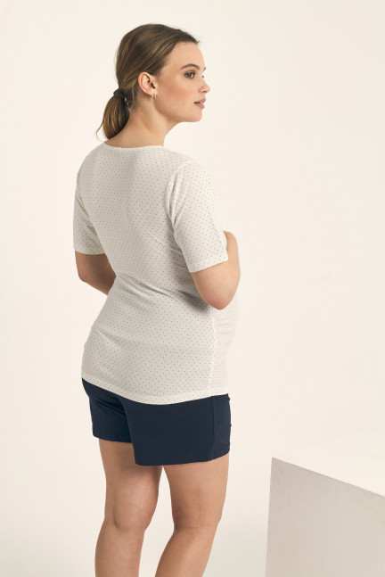 PIJAMA MATERNAL PANTALÓN CORTO CON CAMISETA MANGA CORTA MODAL/ALGODÓN. PRÁCTICO SISTEMA DE APERTURA PARA FACILITAR LA LACTANCIA