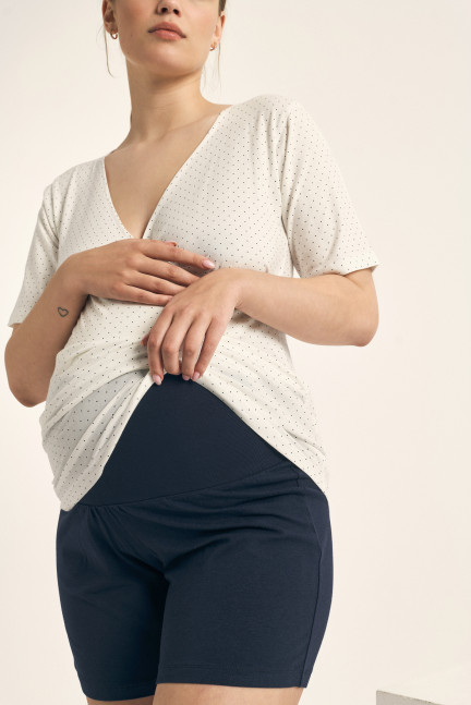 PIJAMA MATERNAL PANTALÓN CORTO CON CAMISETA MANGA CORTA MODAL/ALGODÓN. PRÁCTICO SISTEMA DE APERTURA PARA FACILITAR LA LACTANCIA