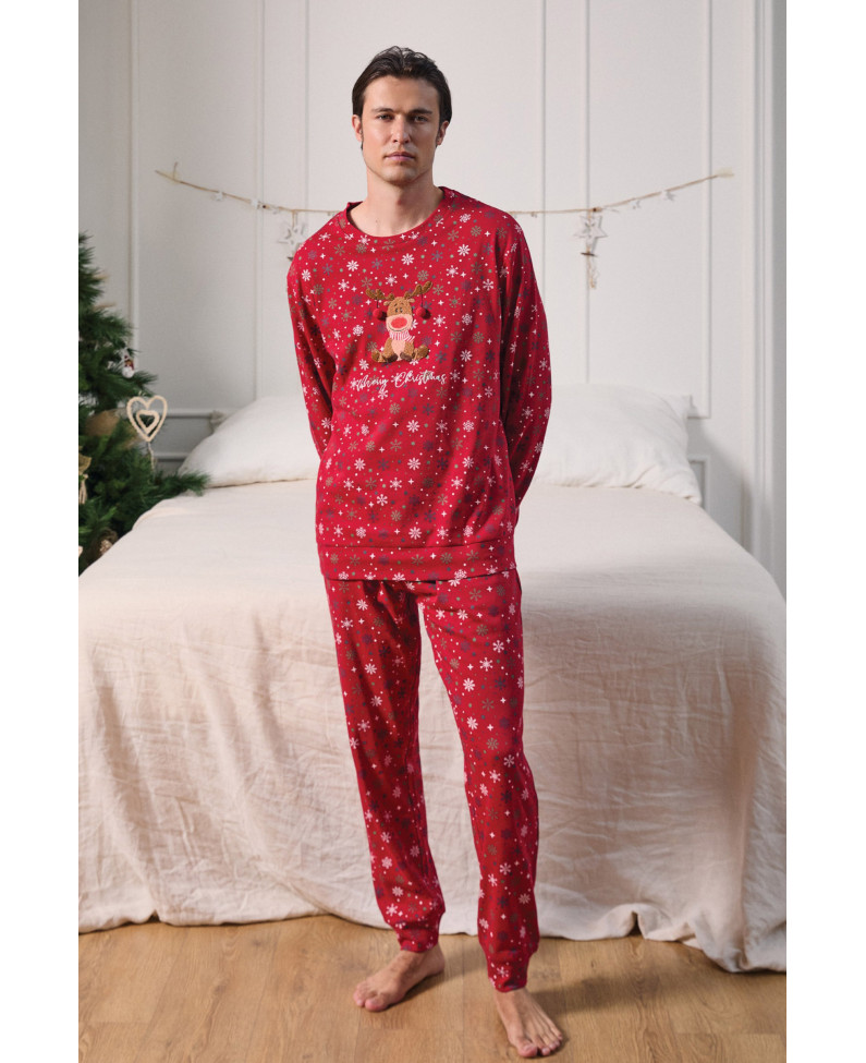PIJAMA NAVIDEÑO LARGO ALGODÓN CON ACABADO INTERIOR MUY SUAVE RENO